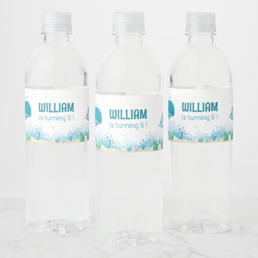 Onder het Zee, Ocean Animals Party Theme Waterfles Etiket (Flessen)