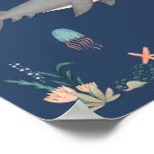 Onder het Zee Ocean Animals Shark Nursery Poster (Hoek)