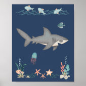 Onder het Zee Ocean Animals Shark Nursery Poster (Voorkant)