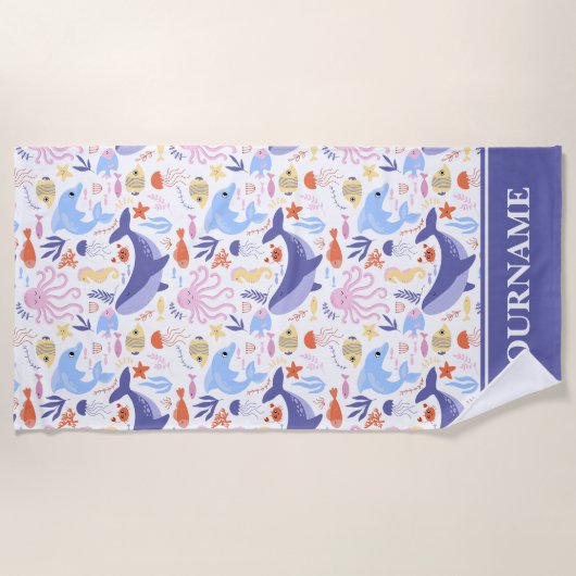 Onder het Zee Ocean Animals Strandlaken (Voorkant)