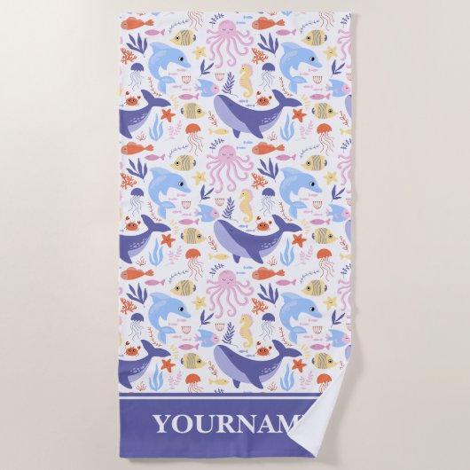 Onder het Zee Ocean Animals Strandlaken (Voorkant)