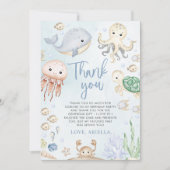 Onder het Zee Ocean Animals Verjaardagsfeest Bedankkaart (Voorkant)