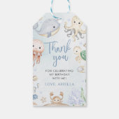 Onder het Zee Ocean Animals Verjaardagsfeest Cadeaulabel (Achterkant)