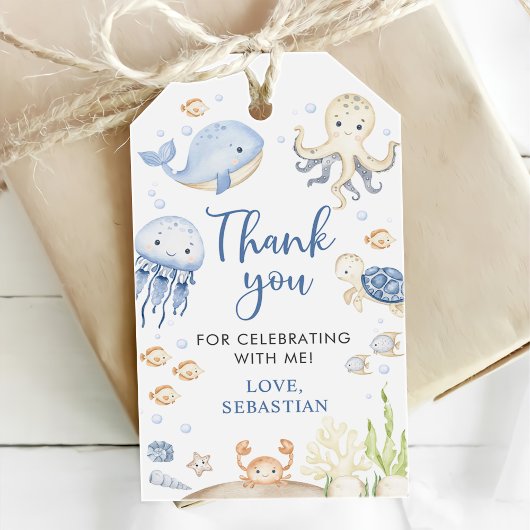Onder het Zee Ocean Animals Verjaardagsfeest Cadeaulabel