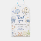Onder het Zee Ocean Animals Verjaardagsfeest Cadeaulabel (Achterkant)