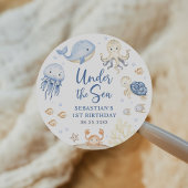 Onder het Zee Ocean Animals Verjaardagsfeest Ronde Sticker