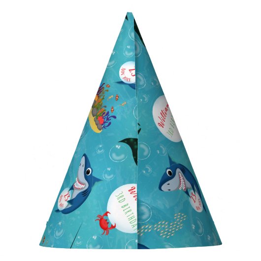 Onder het Zee Ocean Animals Water Bubbles Pattern Feesthoedjes (Achterkant)