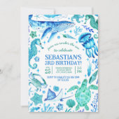 Onder het Zee Ocean Animals Waterverf Foto Kaart (Voorkant)