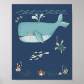 Onder het Zee Ocean Animals Whale Nursery Poster (Voorkant)