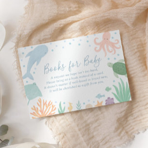 Onder het Zee Ocean Baby shower Boeken voor Baby Informatiekaartje