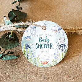Onder het Zee Ocean Baby shower Circle Favor Tags Bedankjes Labels