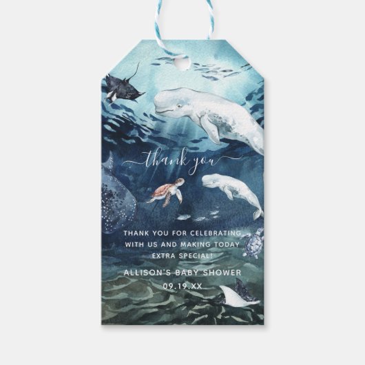 Onder het Zee | Ocean Baby shower Dankuwel Cadeaulabel (Voorkant)