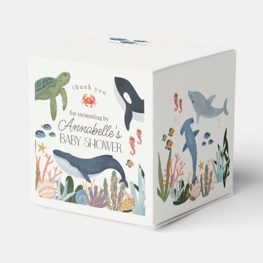 Onder het Zee Ocean Baby shower Favors Bedankdoosjes (Achterkant)