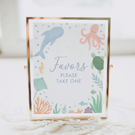 Onder het Zee Ocean Baby shower Favors Sign Poster