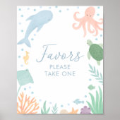 Onder het Zee Ocean Baby shower Favors Sign Poster (Voorkant)