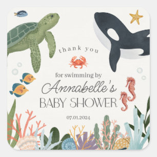 Onder het Zee Ocean Baby shower Favors Sticker