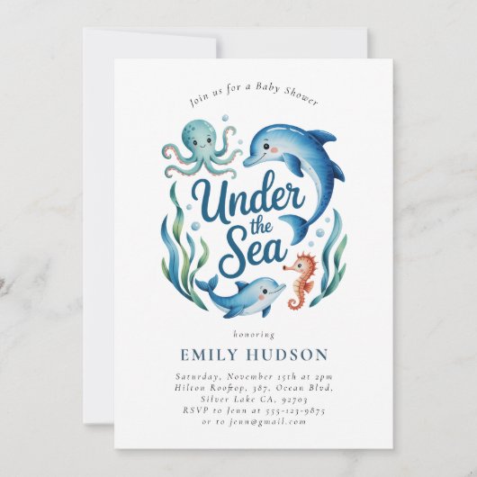 Onder het Zee Ocean Baby shower Kaart (Voorkant)