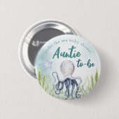 Onder het Zee Ocean Baby shower tante Button (Voorkant /achterkant)