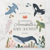 Onder het Zee Ocean Baby shower Wine Label Wijn Etiket (Enkel label)