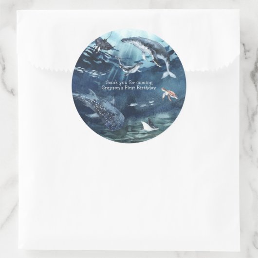 Onder het Zee | Ocean Birthday Ronde Sticker (Tas)