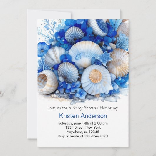 Onder het Zee Ocean Blue Boho Boy Baby shower Kaart (Voorkant)
