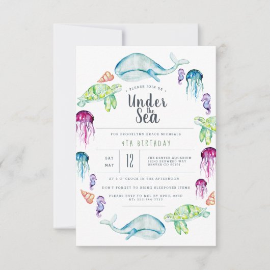 Onder het Zee | Ocean Critter Waterverf Kaart (Voorkant)