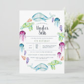 Onder het Zee | Ocean Critter Waterverf Kaart (Staand voorkant)