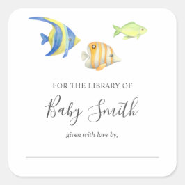 Onder het Zee Ocean Fish Baby shower Library Vierkante Sticker