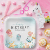 Onder het Zee Ocean Happy Birthday Papieren Bordje (Feest)