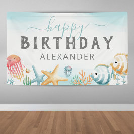 Onder het Zee Ocean Happy Birthday Spandoek