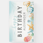 Onder het Zee Ocean Happy Birthday Spandoek (Verticaal)