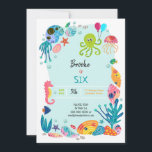 Onder het Zee Ocean Kids Birthday Party Invitation<br><div class="desc">Onder het Zee Ocean Kids Birthday Party Invitation. Cute oceanthemed octopus,  schelpen,  zeepaardje en zeewier,  visontwerp. www.SamAnnDesigns.com</div>