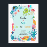 Onder het Zee Ocean Kids Verjaardagsfeest Uitnodiging Briefkaart<br><div class="desc">Onder het Zee Ocean Kids Birthday Party Invitation. Cute oceanthemed octopus,  schelpen,  zeepaardje en zeewier,  visontwerp. www.SamAnnDesigns.com</div>