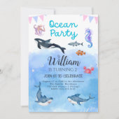Onder het zee Ocean Kids Verjaardagsfeestuitnodigi Kaart (Voorkant)