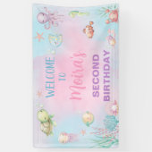Onder het Zee Ocean Life meisje verjaardagsbanner, Spandoek (Verticaal)