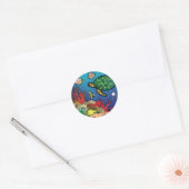 Onder het Zee - Ocean Life Ronde Sticker (Envelop)
