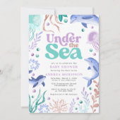 Onder het Zee Ocean Retro Baby shower Kaart (Voorkant)