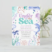 Onder het Zee Ocean Retro Baby shower Kaart (Staand voorkant)