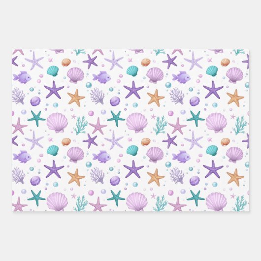 Onder het Zee Ocean Sand Shells ID1143 Inpakpapier Vel (Voorkant 2)