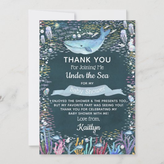 Onder het Zee | Ocean Thed Baby shower Bedankkaart (Voorkant)