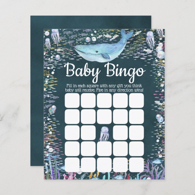 Onder het Zee | Ocean Thed Baby shower Bingo (Voorkant / Achterkant)