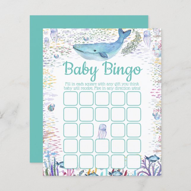 Onder het Zee | Ocean Thed Baby shower Bingo (Voorkant / Achterkant)