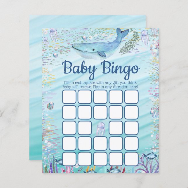 Onder het Zee | Ocean Thed Baby shower Bingo (Voorkant / Achterkant)