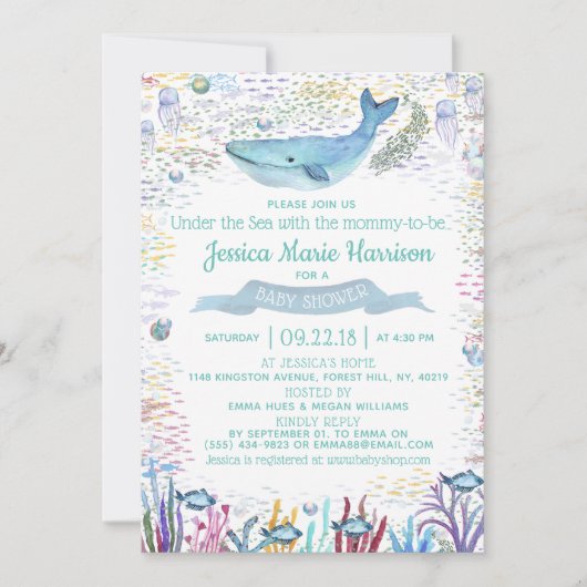 Onder het Zee | Ocean Thed Baby shower Kaart (Voorkant)