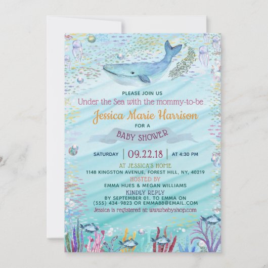 Onder het Zee | Ocean Thed Baby shower Kaart (Voorkant)