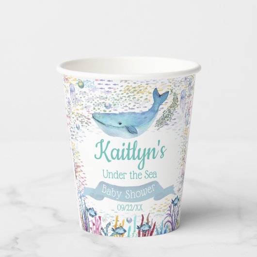 Onder het Zee | Ocean Thed Baby shower Papieren Bekers (Achterkant)