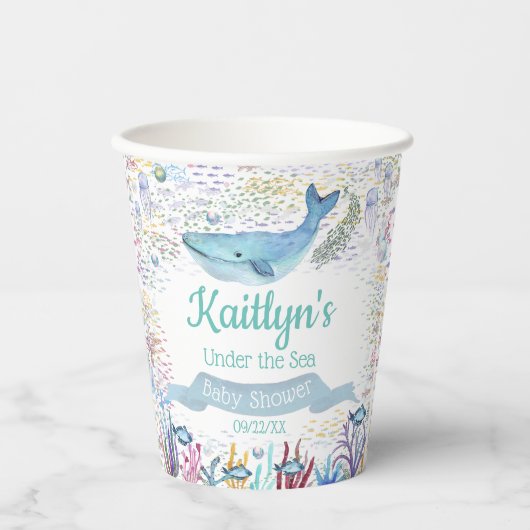 Onder het Zee | Ocean Thed Baby shower Papieren Bekers (Voorkant)