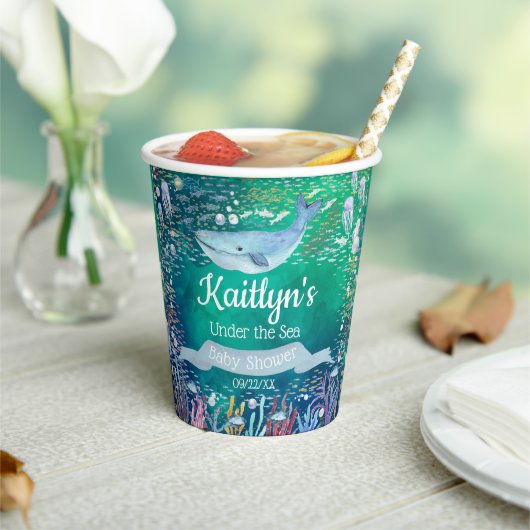 Onder het Zee | Ocean Thed Baby shower Papieren Bekers (Insitu)