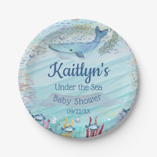 Onder het Zee | Ocean Thed Baby shower Papieren Bordje (Voorkant)