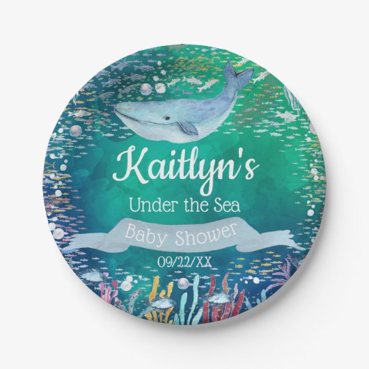 Onder het Zee | Ocean Thed Baby shower Papieren Bordje (Voorkant)